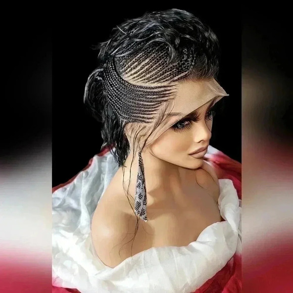 Luxurious Handmade Full Lace  braided Wig: Elegance in  Mohawk,  black  gorgeou - Picture 14 of 17